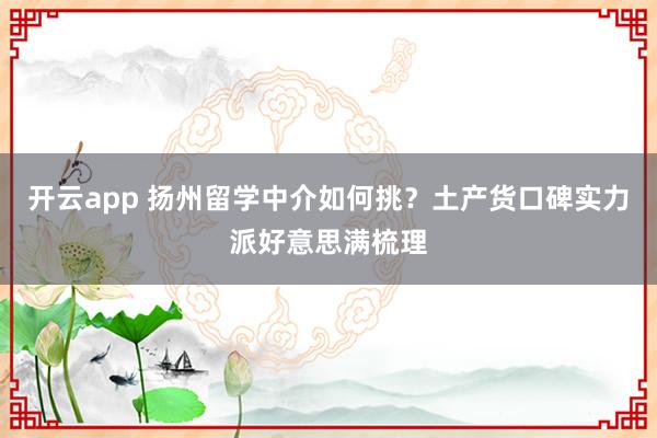 开云app 扬州留学中介如何挑？土产货口碑实力派好意思满梳理