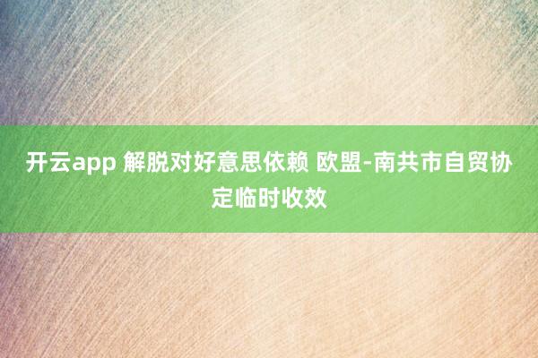 开云app 解脱对好意思依赖 欧盟-南共市自贸协定临时收效