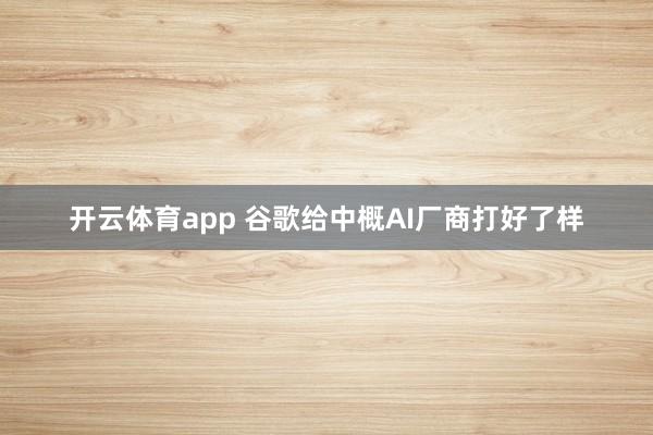 开云体育app 谷歌给中概AI厂商打好了样