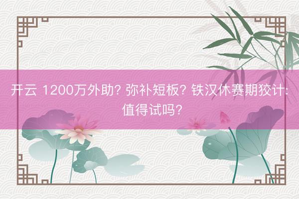 开云 1200万外助? 弥补短板? 铁汉休赛期狡计: 值得试吗?